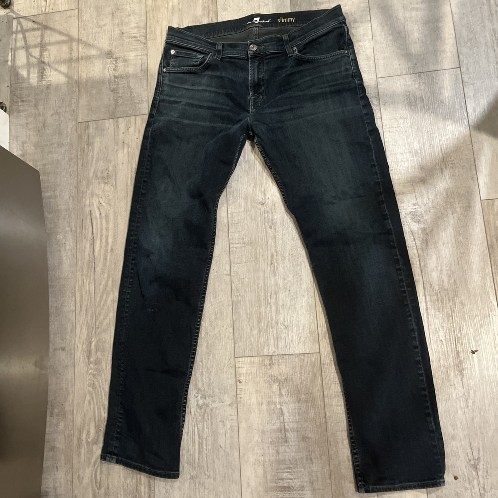 HOT Men's 7 SEVEN for ALL MANKIND @ SLIMMY Slim TAPERED STRETCH DARK Jeans 34